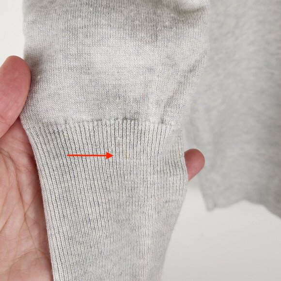 J. Crew 100% Merino Wool Lightweight V-Neck Sweater Heather Gray sz S Flawed - Picture 11 of 14